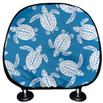 Blue And White Sea Turtle Pattern Print Car Headrest Covers