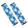 Blue And White Sea Turtle Pattern Print Car Seat Belt Covers