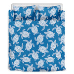 Blue And White Sea Turtle Pattern Print Duvet Cover Bedding Set
