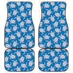 Blue And White Sea Turtle Pattern Print Front and Back Car Floor Mats