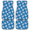 Blue And White Sea Turtle Pattern Print Front and Back Car Floor Mats