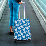 Blue And White Sea Turtle Pattern Print Luggage Cover