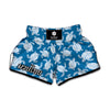 Blue And White Sea Turtle Pattern Print Muay Thai Boxing Shorts