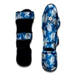 Blue And White Sea Turtle Pattern Print Muay Thai Shin Guard