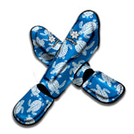 Blue And White Sea Turtle Pattern Print Muay Thai Shin Guard