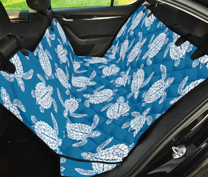 Blue And White Sea Turtle Pattern Print Pet Car Back Seat Cover