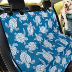 Blue And White Sea Turtle Pattern Print Pet Car Back Seat Cover