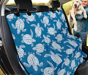 Blue And White Sea Turtle Pattern Print Pet Car Back Seat Cover