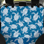 Blue And White Sea Turtle Pattern Print Pet Car Back Seat Cover