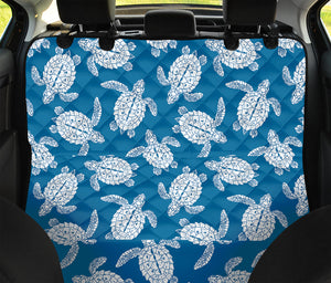 Blue And White Sea Turtle Pattern Print Pet Car Back Seat Cover