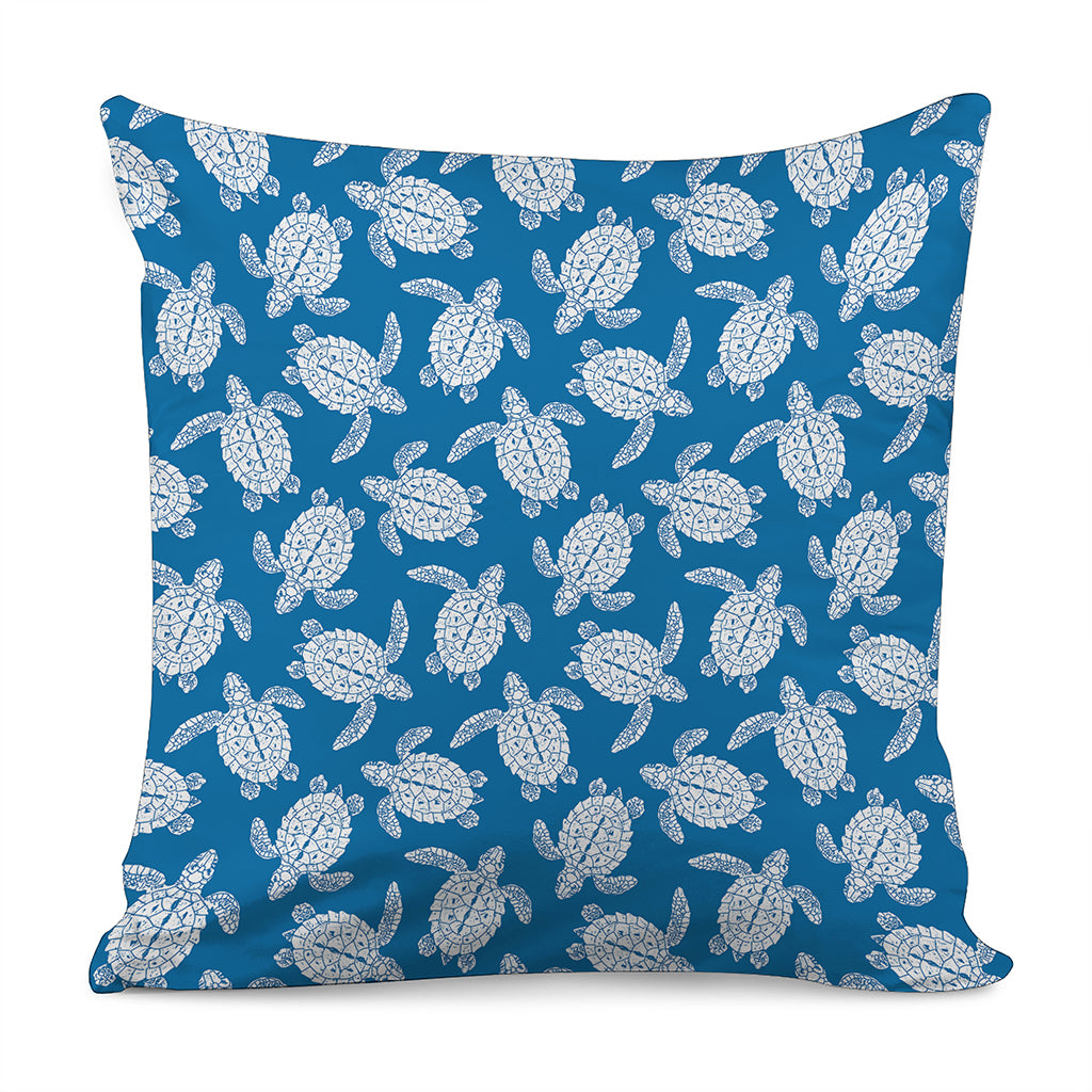 Blue And White Sea Turtle Pattern Print Pillow Cover