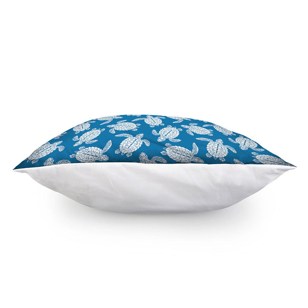 Blue And White Sea Turtle Pattern Print Pillow Cover