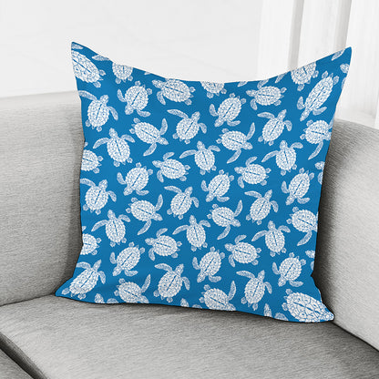 Blue And White Sea Turtle Pattern Print Pillow Cover