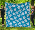 Blue And White Sea Turtle Pattern Print Quilt