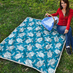 Blue And White Sea Turtle Pattern Print Quilt
