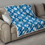 Blue And White Sea Turtle Pattern Print Quilt