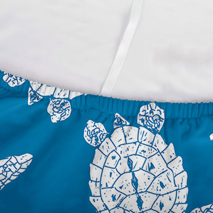 Blue And White Sea Turtle Pattern Print Sofa Cover