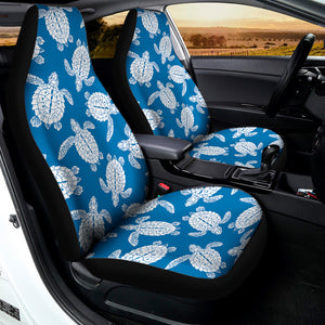 Blue And White Sea Turtle Pattern Print Universal Fit Car Seat Covers