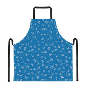 Blue And White Stethoscope Pattern Print Apron