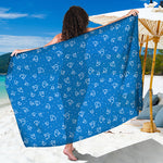 Blue And White Stethoscope Pattern Print Beach Sarong Wrap