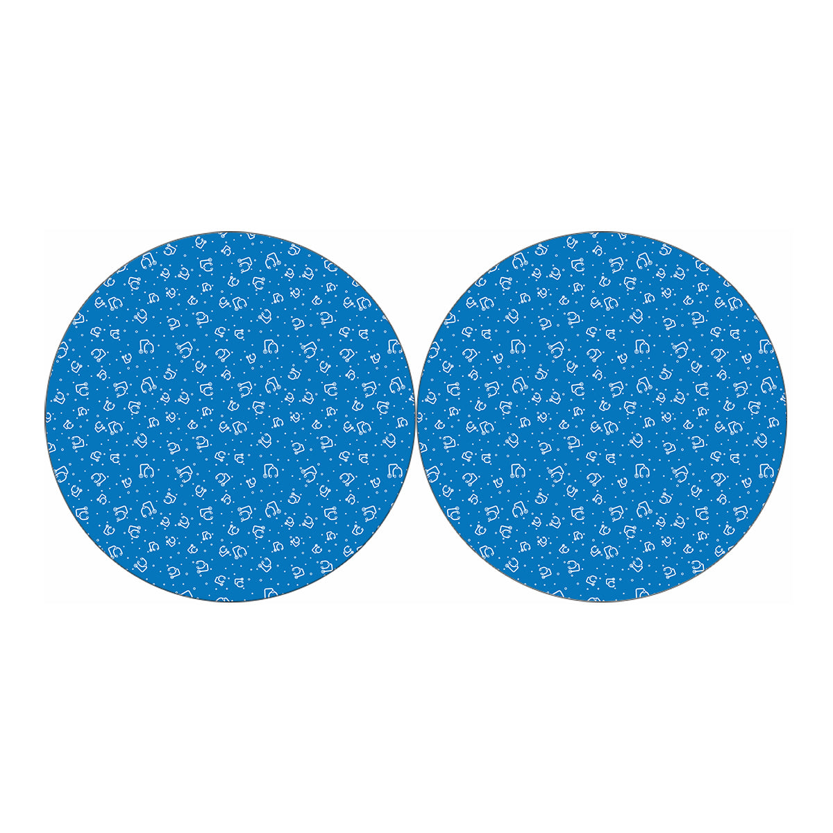 Blue And White Stethoscope Pattern Print Car Coasters