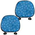 Blue And White Stethoscope Pattern Print Car Headrest Covers