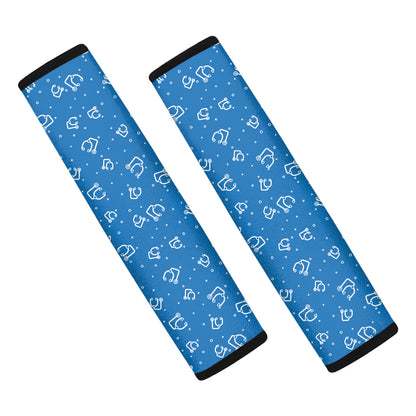 Blue And White Stethoscope Pattern Print Car Seat Belt Covers