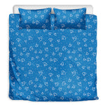 Blue And White Stethoscope Pattern Print Duvet Cover Bedding Set