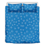 Blue And White Stethoscope Pattern Print Duvet Cover Bedding Set