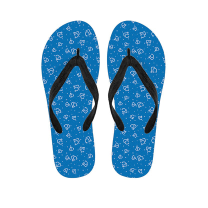 Blue And White Stethoscope Pattern Print Flip Flops