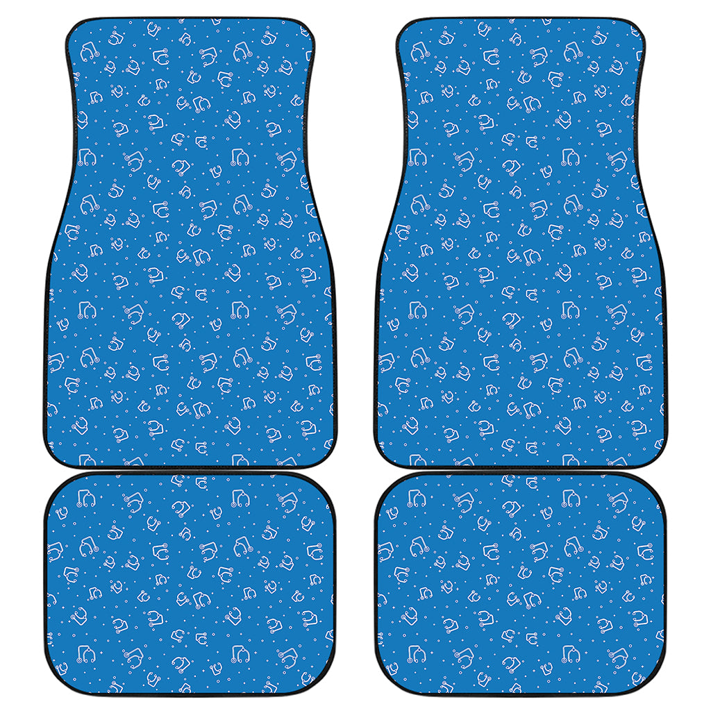 Blue And White Stethoscope Pattern Print Front and Back Car Floor Mats