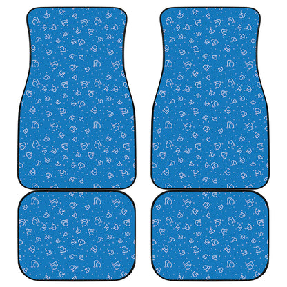 Blue And White Stethoscope Pattern Print Front and Back Car Floor Mats