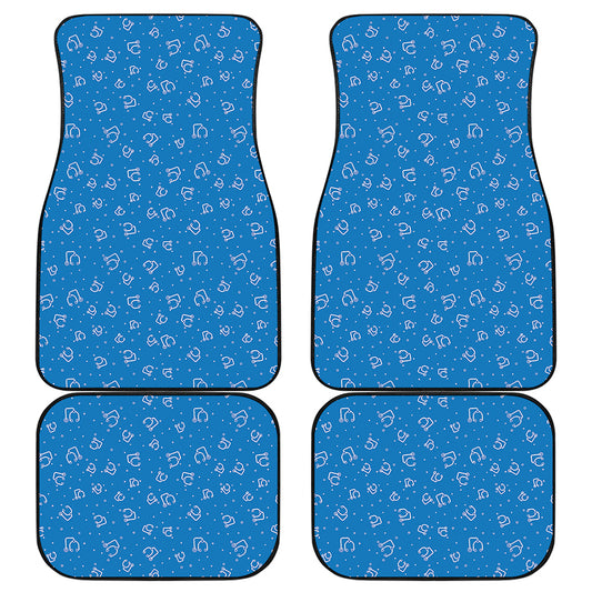 Blue And White Stethoscope Pattern Print Front and Back Car Floor Mats