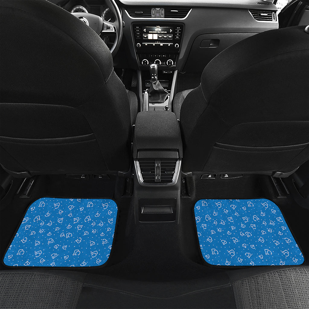 Blue And White Stethoscope Pattern Print Front and Back Car Floor Mats