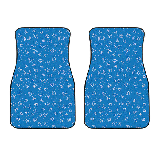 Blue And White Stethoscope Pattern Print Front Car Floor Mats