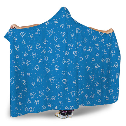 Blue And White Stethoscope Pattern Print Hooded Blanket