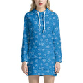 Blue And White Stethoscope Pattern Print Pullover Hoodie Dress
