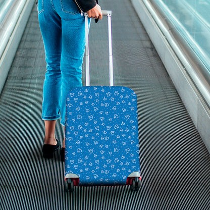 Blue And White Stethoscope Pattern Print Luggage Cover