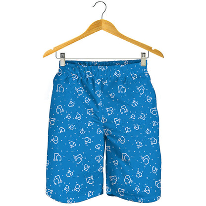 Blue And White Stethoscope Pattern Print Men's Shorts