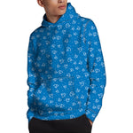 Blue And White Stethoscope Pattern Print Pullover Hoodie