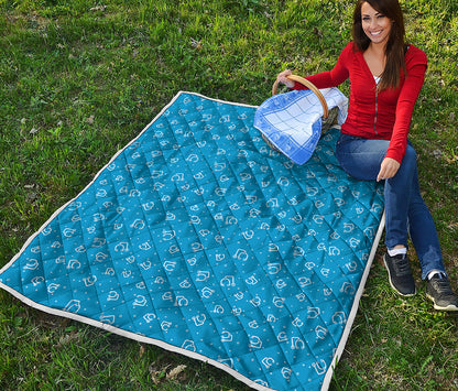 Blue And White Stethoscope Pattern Print Quilt