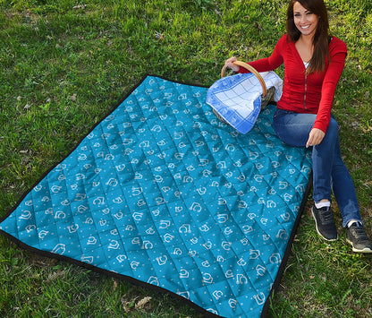 Blue And White Stethoscope Pattern Print Quilt