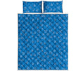 Blue And White Stethoscope Pattern Print Quilt Bed Set