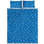 Blue And White Stethoscope Pattern Print Quilt Bed Set