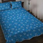 Blue And White Stethoscope Pattern Print Quilt Bed Set