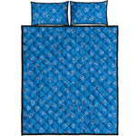 Blue And White Stethoscope Pattern Print Quilt Bed Set