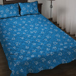 Blue And White Stethoscope Pattern Print Quilt Bed Set