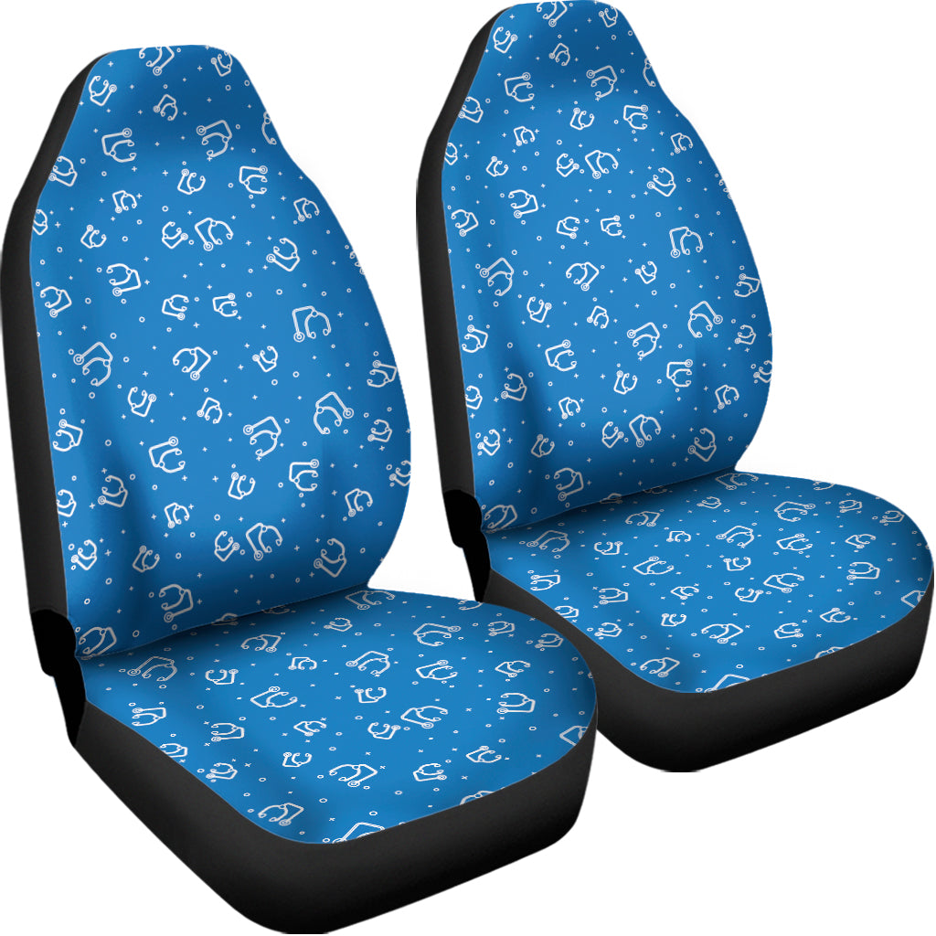 Blue And White Stethoscope Pattern Print Universal Fit Car Seat Covers