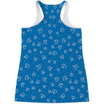 Blue And White Stethoscope Pattern Print Women's Racerback Tank Top