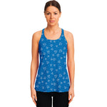 Blue And White Stethoscope Pattern Print Women's Racerback Tank Top